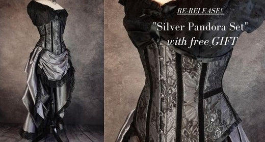 silvery moon taffeta victorian bustle skirt and matching corset
