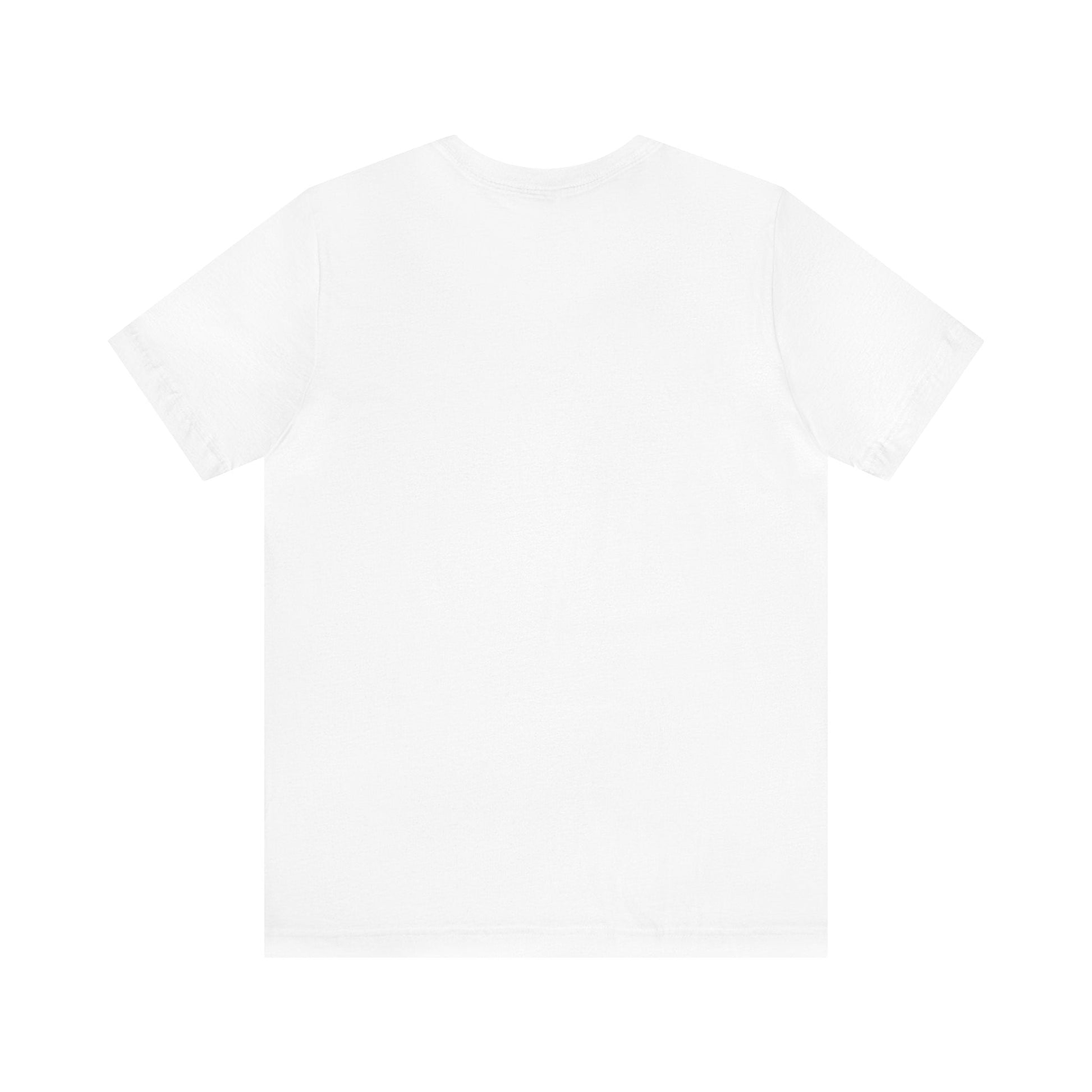 back view of the Queen Cluck, the royal Chicken Queen printed on a white Bella+Canvas3001 t-shirt for Gallery Serpentine