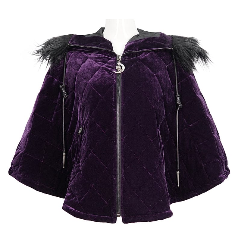 Purple Pixie Quilted Velvet Cloak