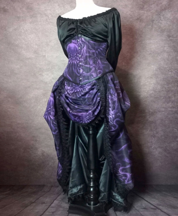 Purple Monster of the Deep Corset Bustle Gown Set, made to measure