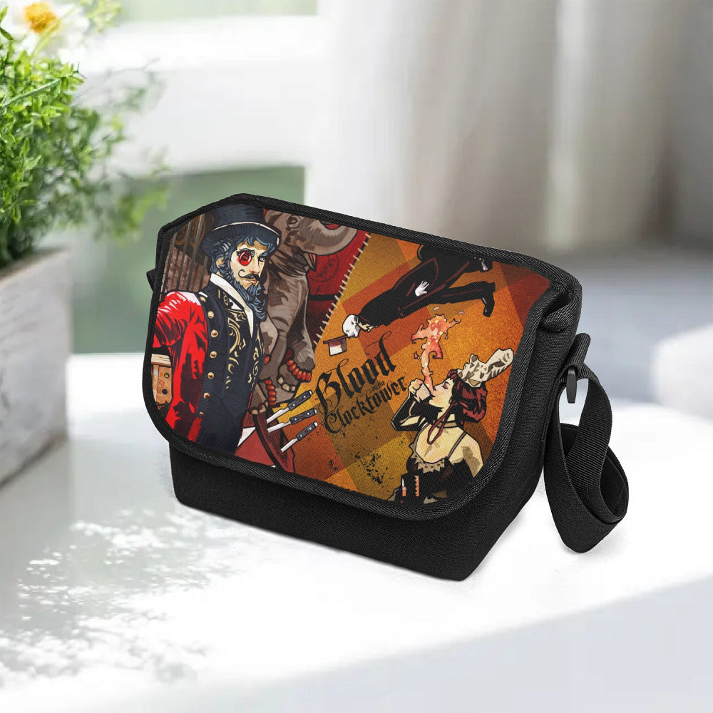 Greatest Show Messenger bag featuring artwork from the Story Teller Grimoire books of Blood on the Clocktower