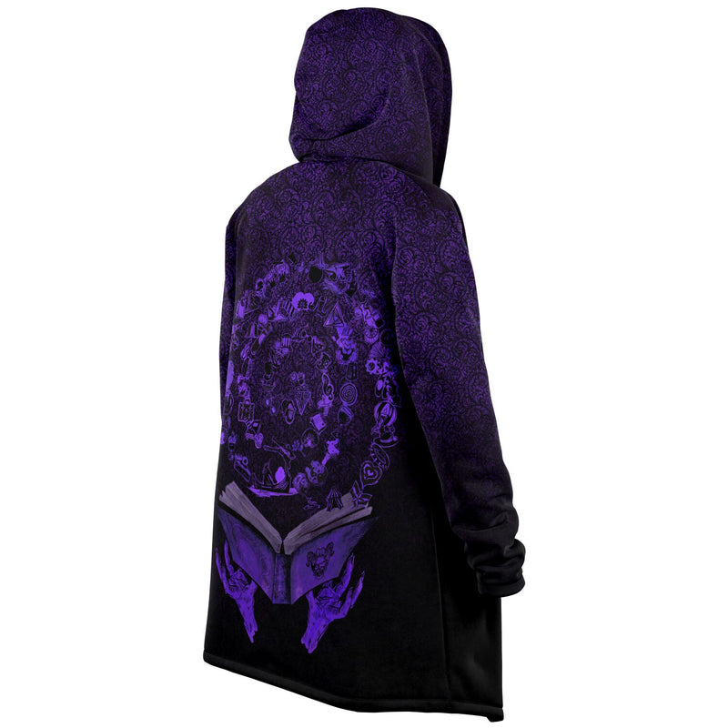 purple and black Grim Reader Chaos Cloak for Blood on the Clocktower boardgame players featuring the Grimoire