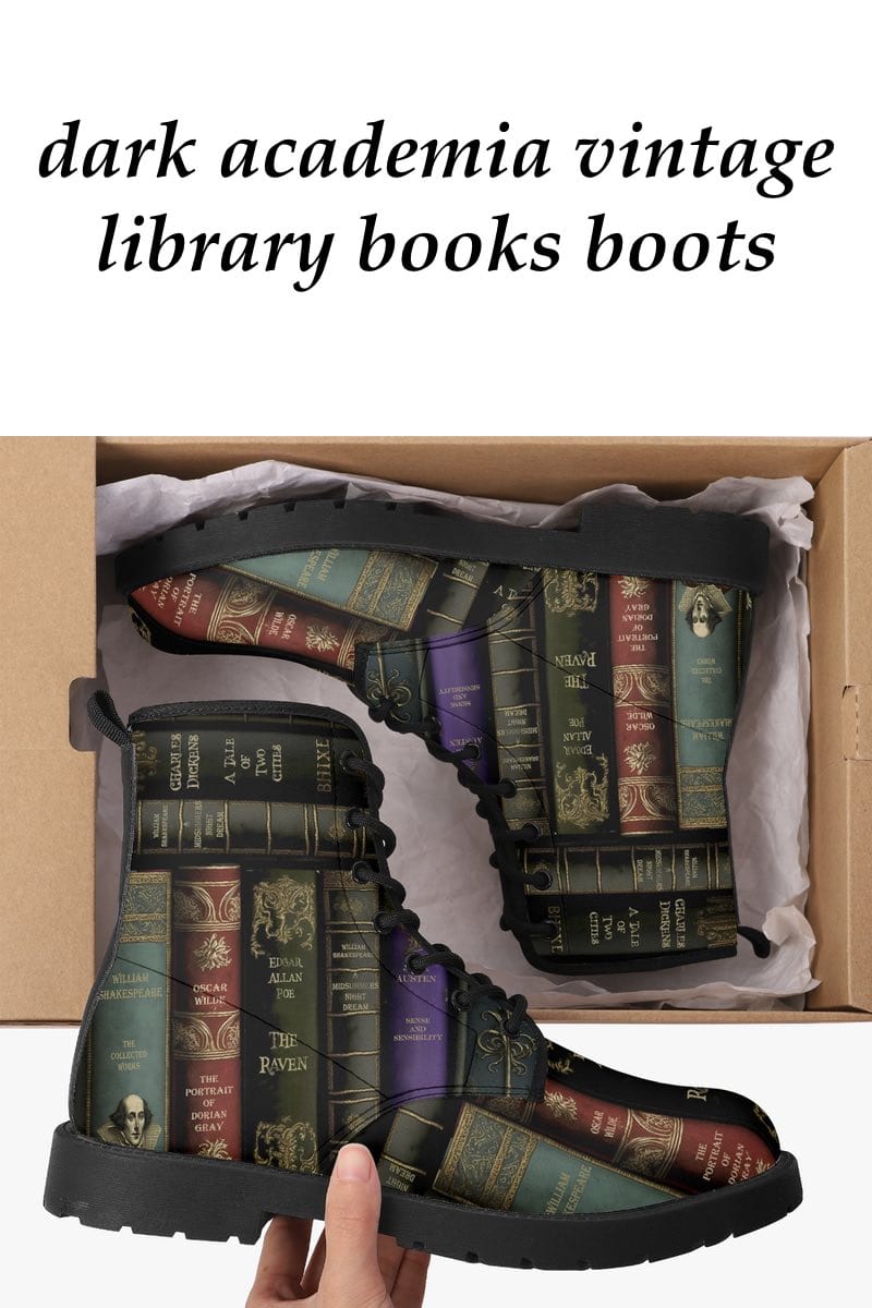 DARK ACADEMIA CLASSIC LITERATURE BOOK SPINE VEGAN BOOTS