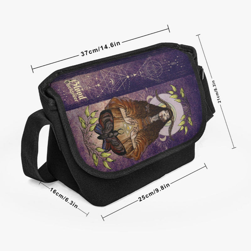 Power Priestess Messenger Bag puple, padded canvas Blood on the Clocktower gamer bag, unisex,minimalist