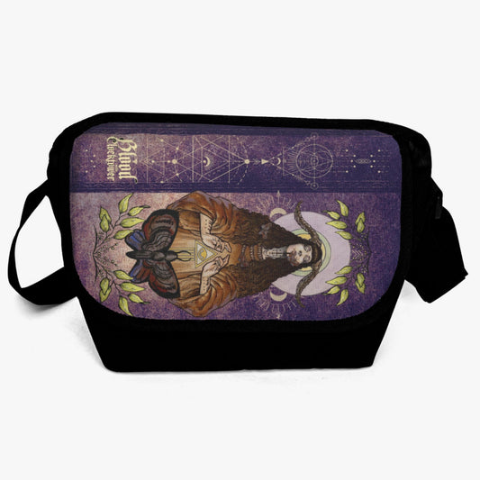Power Priestess Messenger Bag puple, padded canvas Blood on the Clocktower gamer bag, unisex,minimalist, zipped compartment, roomy