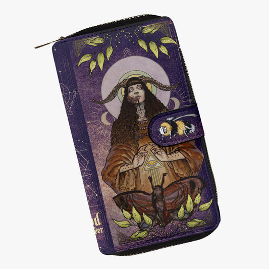Power Priestess BOTC artwork zippered wallet in purple vinyl