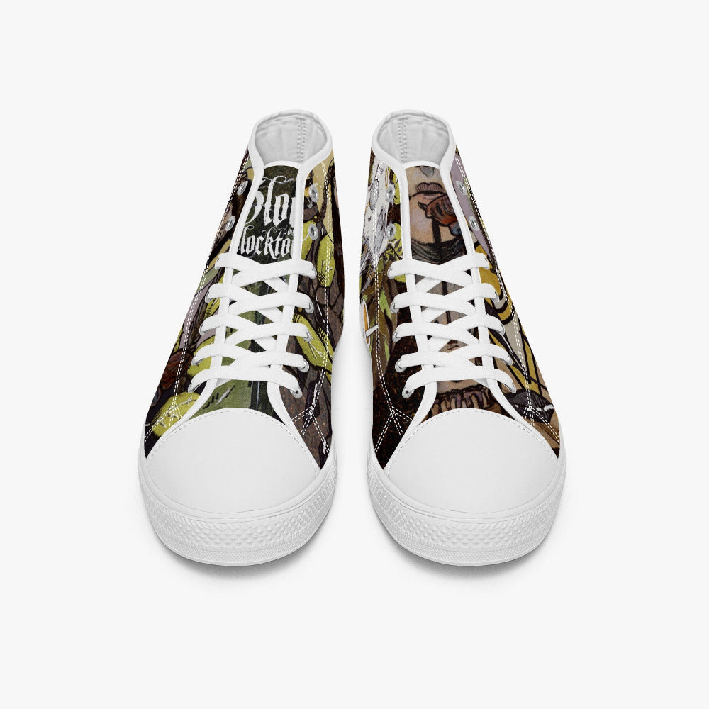 Power_Priestess_White_retro_high_top_sneakers for Blood on the Clocktower players, front view