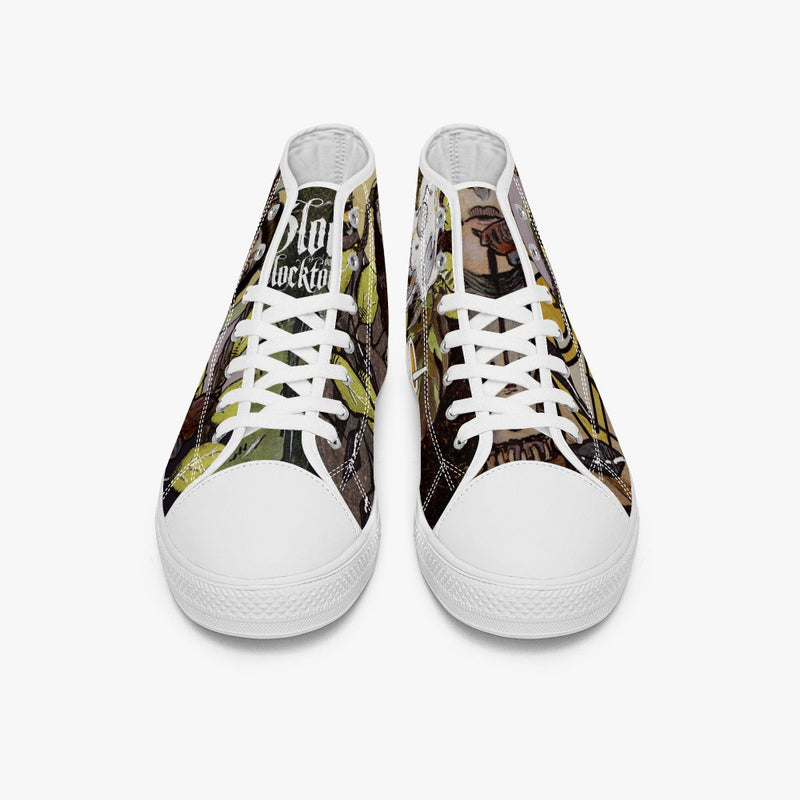 Power_Priestess_White_retro_high_top_sneakers for Blood on the Clocktower players, front view