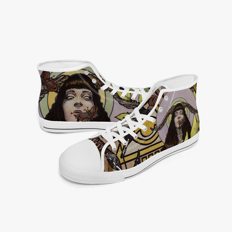 Power_Priestess_White_retro_high_top_sneakers for Blood on the Clocktower players display view