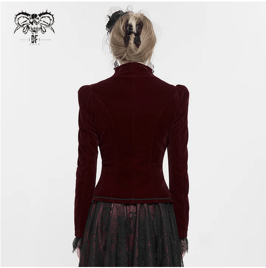 Gothic Victorian Dark Red Velvet Women's Jacket