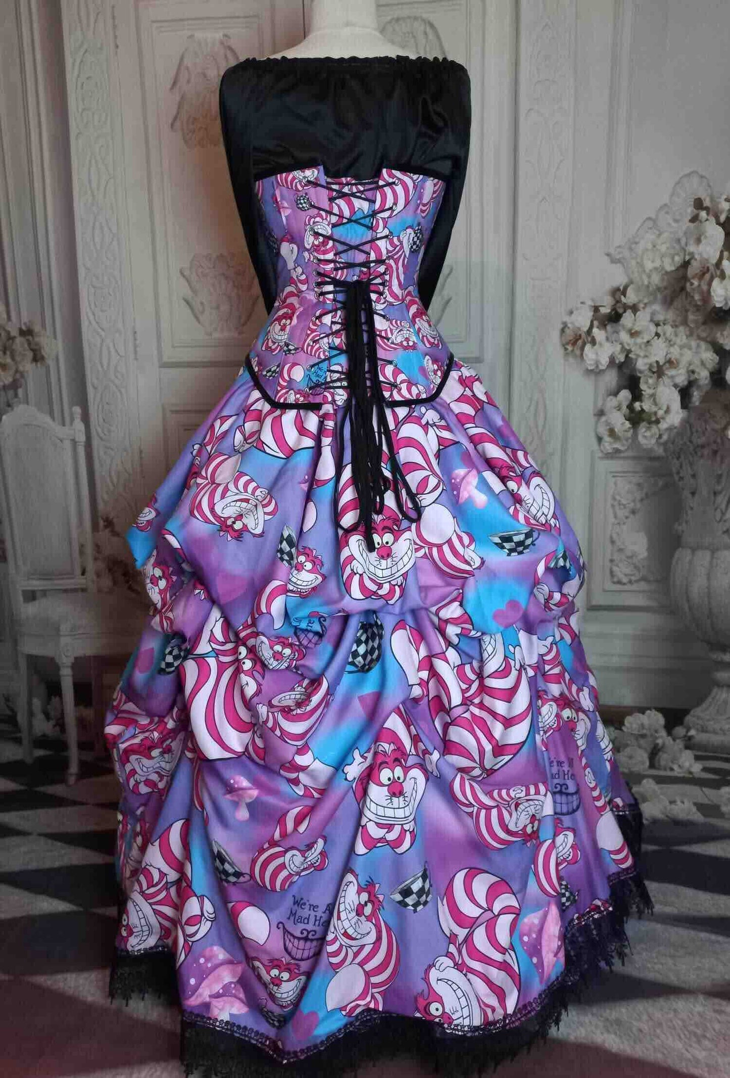 Cheshire Cat Alice in Wonderland Victorian Corset Gown