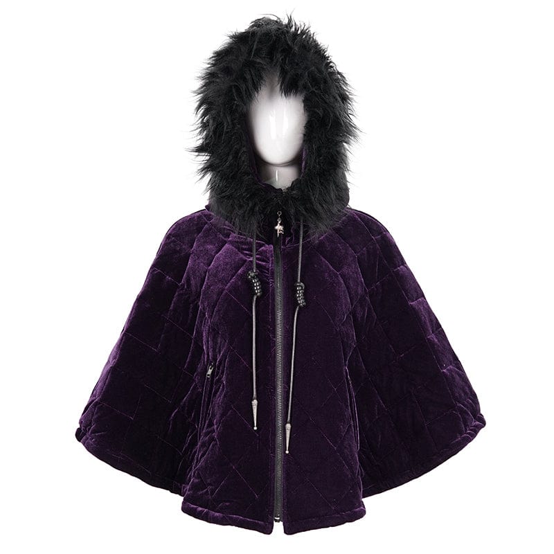 Purple Pixie Quilted Velvet Cloak
