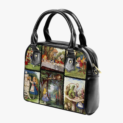 Twelve individual colourised vintage Alice in Wonderland images adorn this very cute and practical faux leather handbag at Gallery Serpentine 1