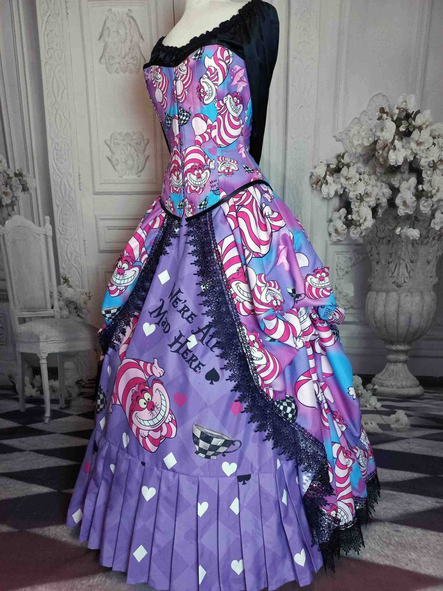 Cheshire Cat Alice in Wonderland Victorian Corset Gown