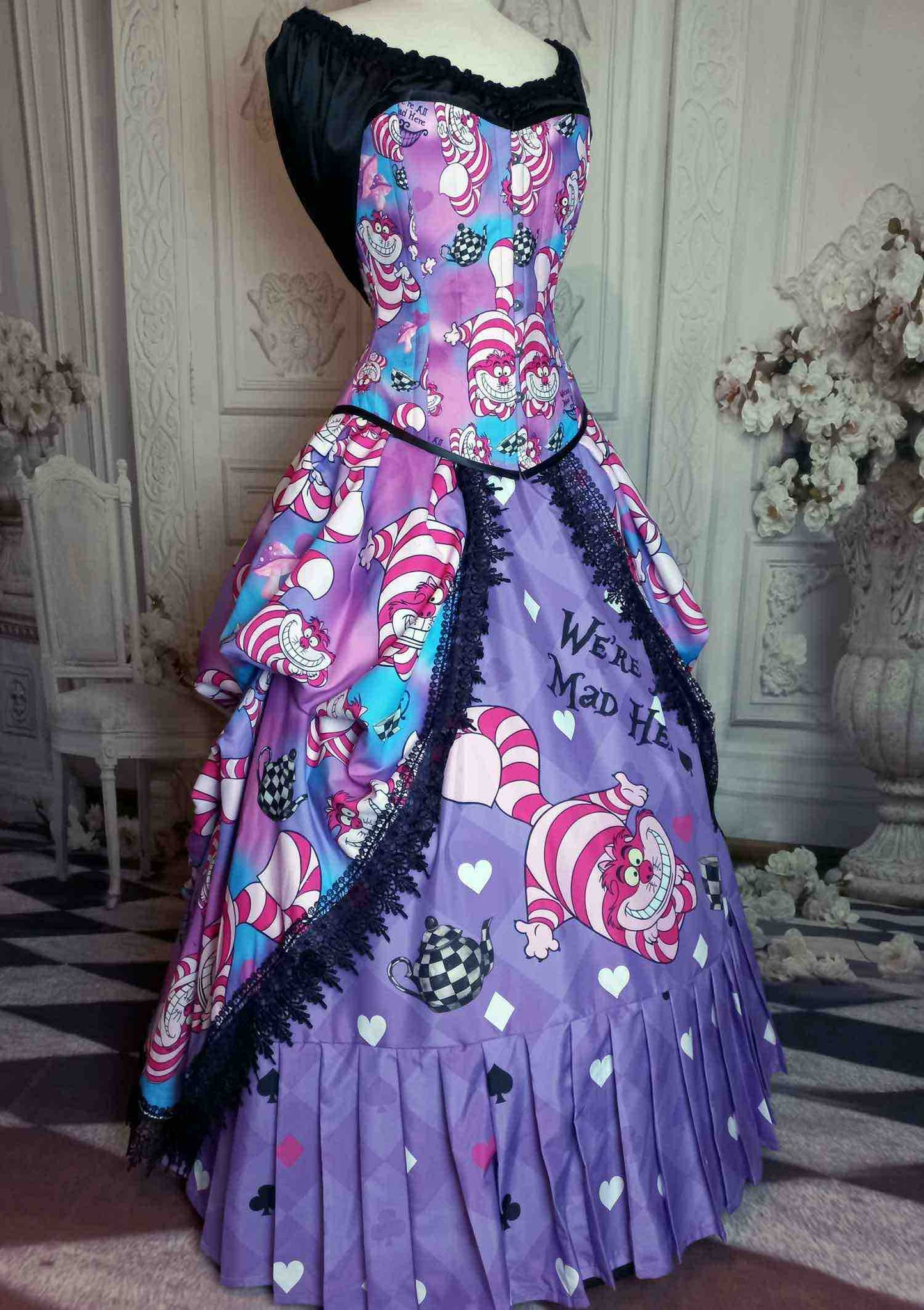 Cheshire Cat Alice in Wonderland Victorian Corset Gown