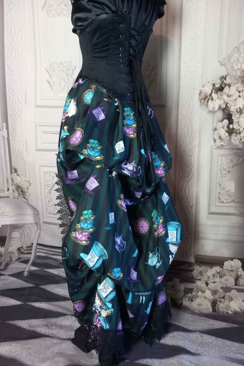 Dark Green Alice in Wonderland Mad Hatter victorian bustle skirt at Gallery Serpentine 2