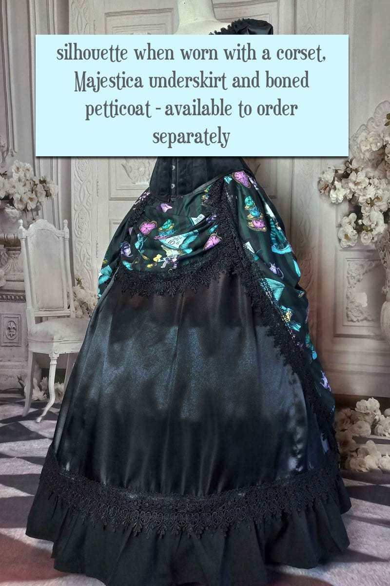 Dark Green Alice in Wonderland Mad Hatter victorian bustle skirt at Gallery Serpentine 8