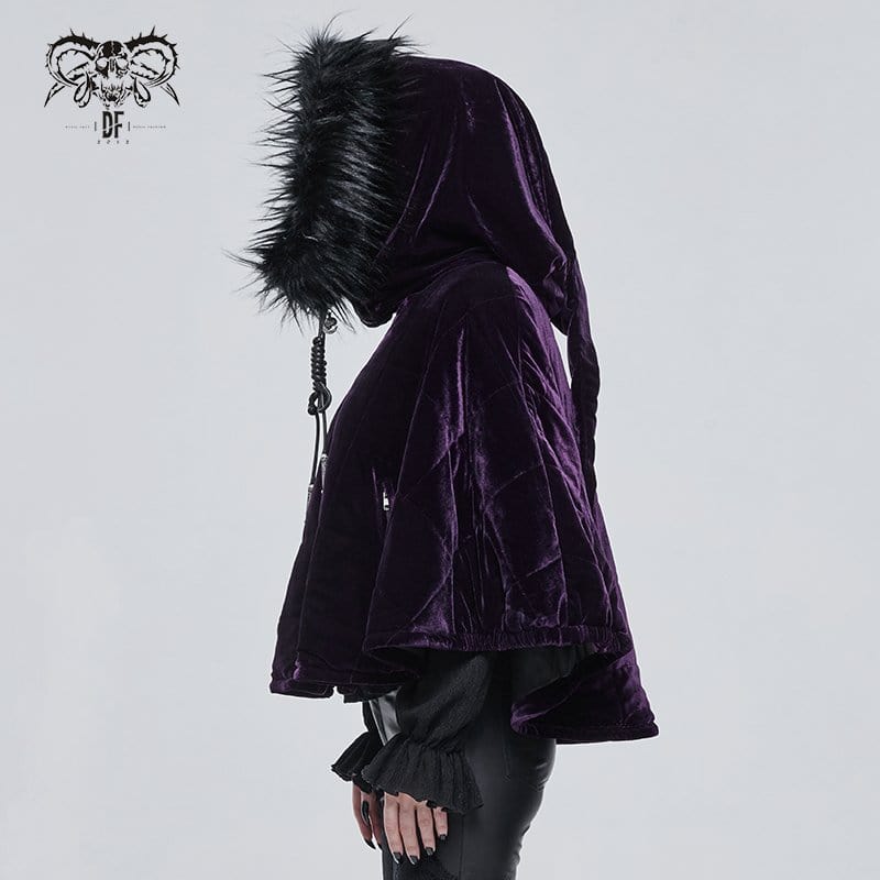 Purple Pixie Quilted Velvet Cloak