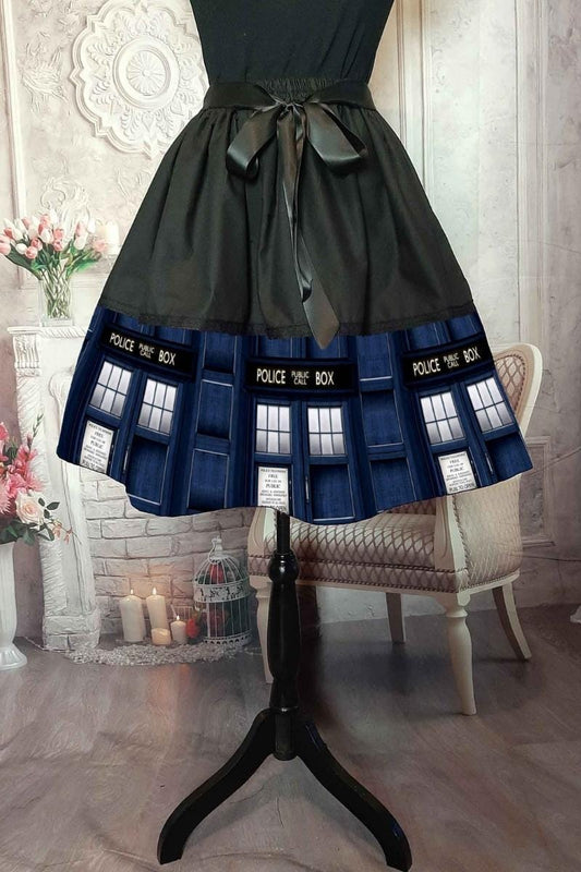 Tardis print skirt made in Australia
