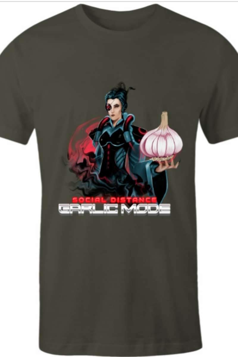 Men's Social Distance Garlic Mode charcoal t-shirt