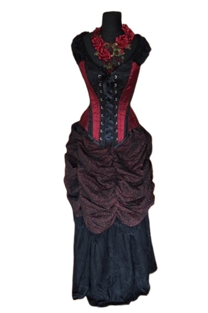 full view of the waist reducing over bust corset with front and back lacing available at Gallery Serpentine