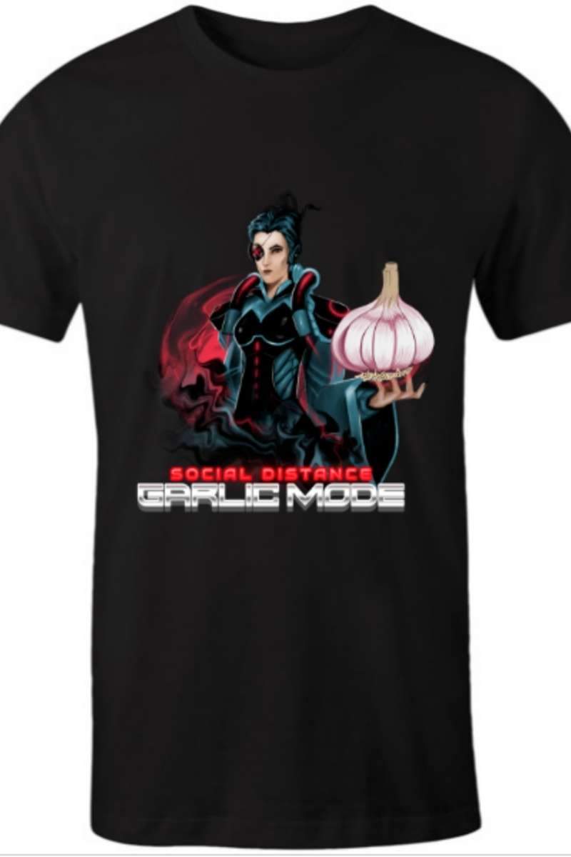 Men's Social Distance Garlic Mode black t-shirt