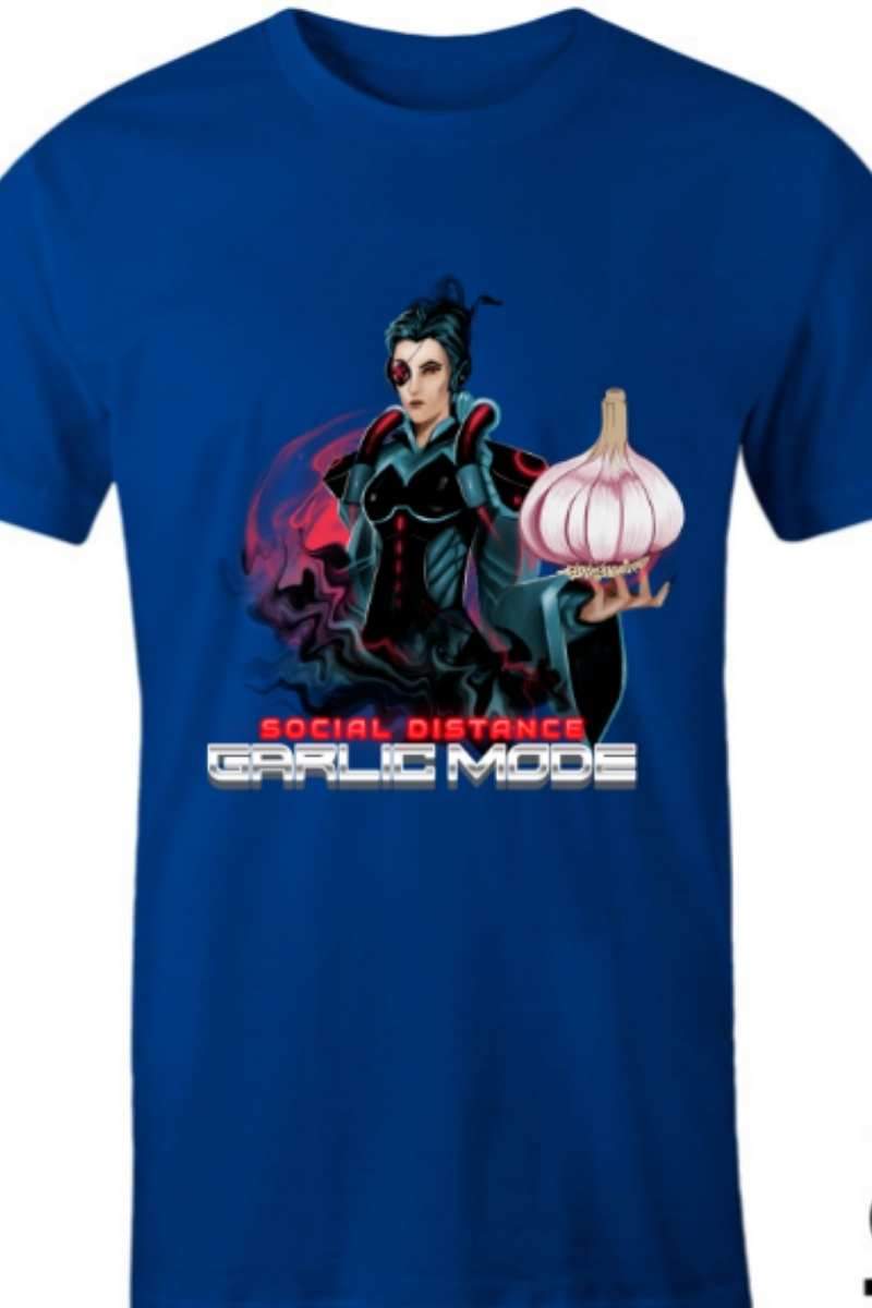 Bright Royal Blue AS Colour Men's Staple Crew Tee with Social Distance Garlic Mode print