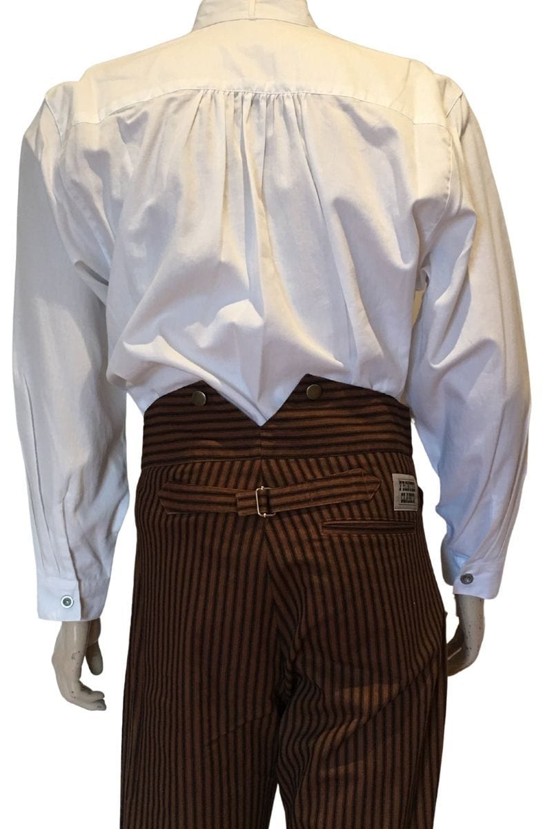 back of the authentic 1800s men's shirt in white
