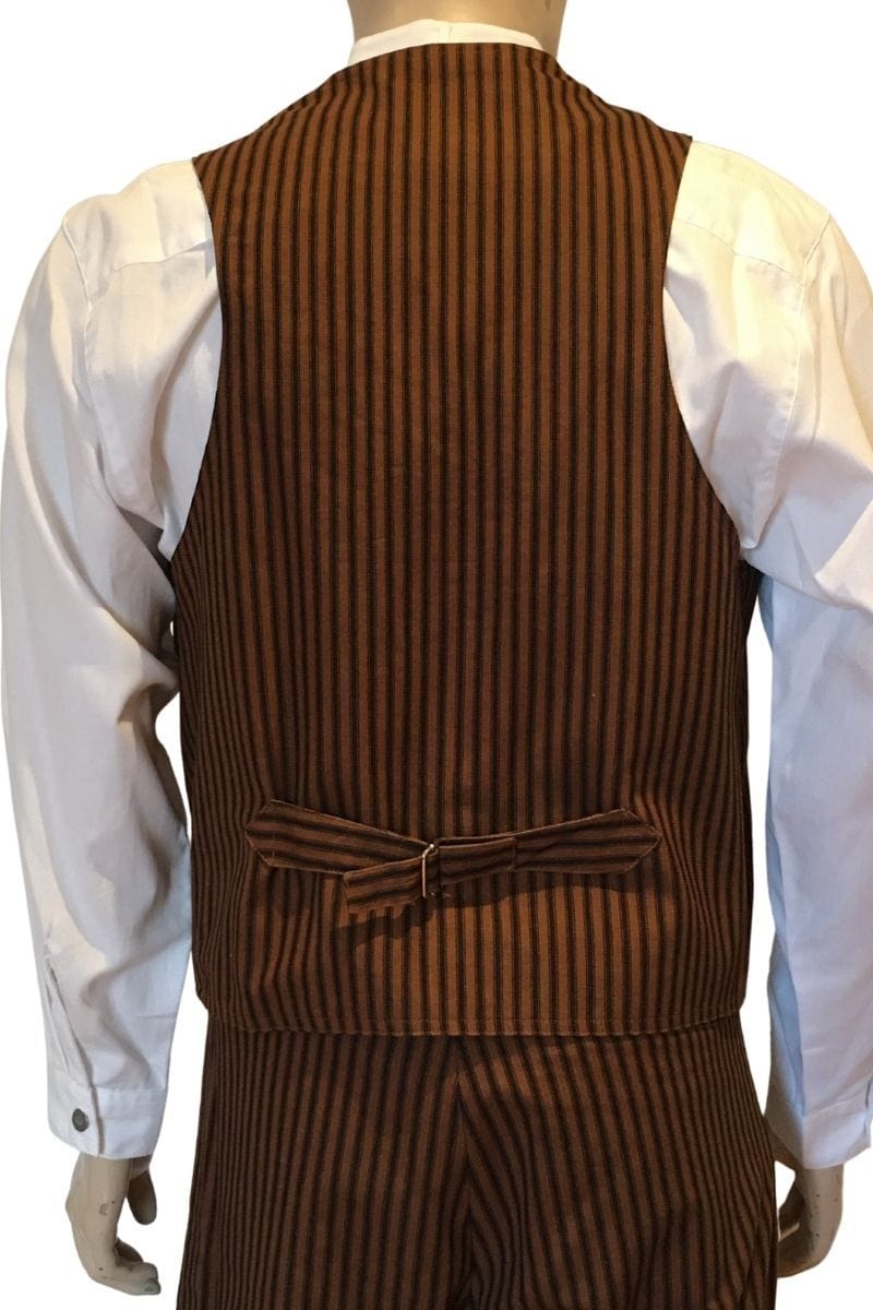 back of the 1800s Victorian era Old West Wild West men's vest in tan