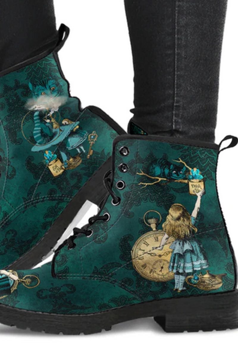 green Vegan Boots green Alice in Wonderland vegan boots
