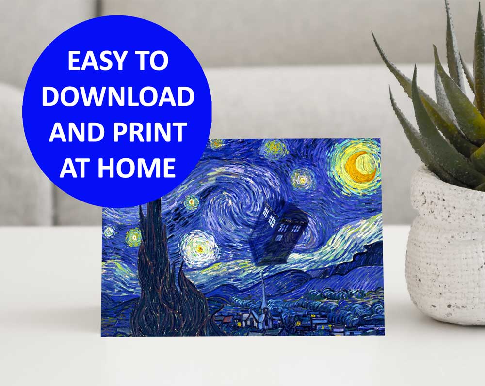 Van Gogh and The DOCTOR  Card - Instant download Printable Card