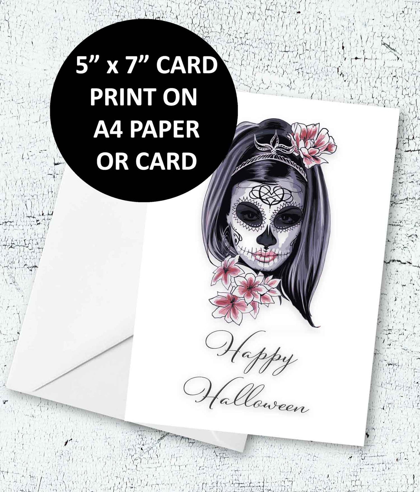 happy Halloween Day of the Dead los muertos style of gift card