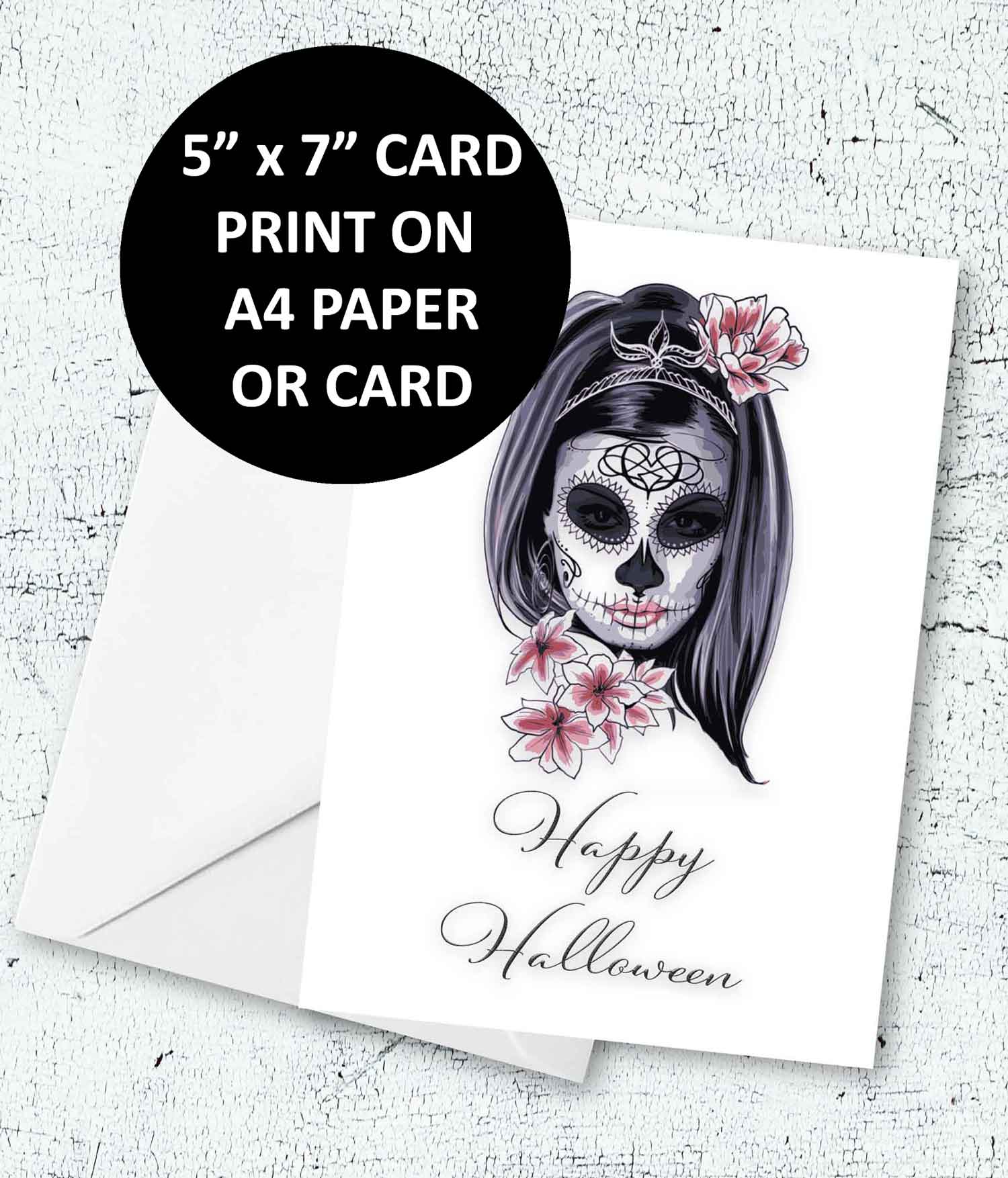 happy Halloween Day of the Dead los muertos style of gift card