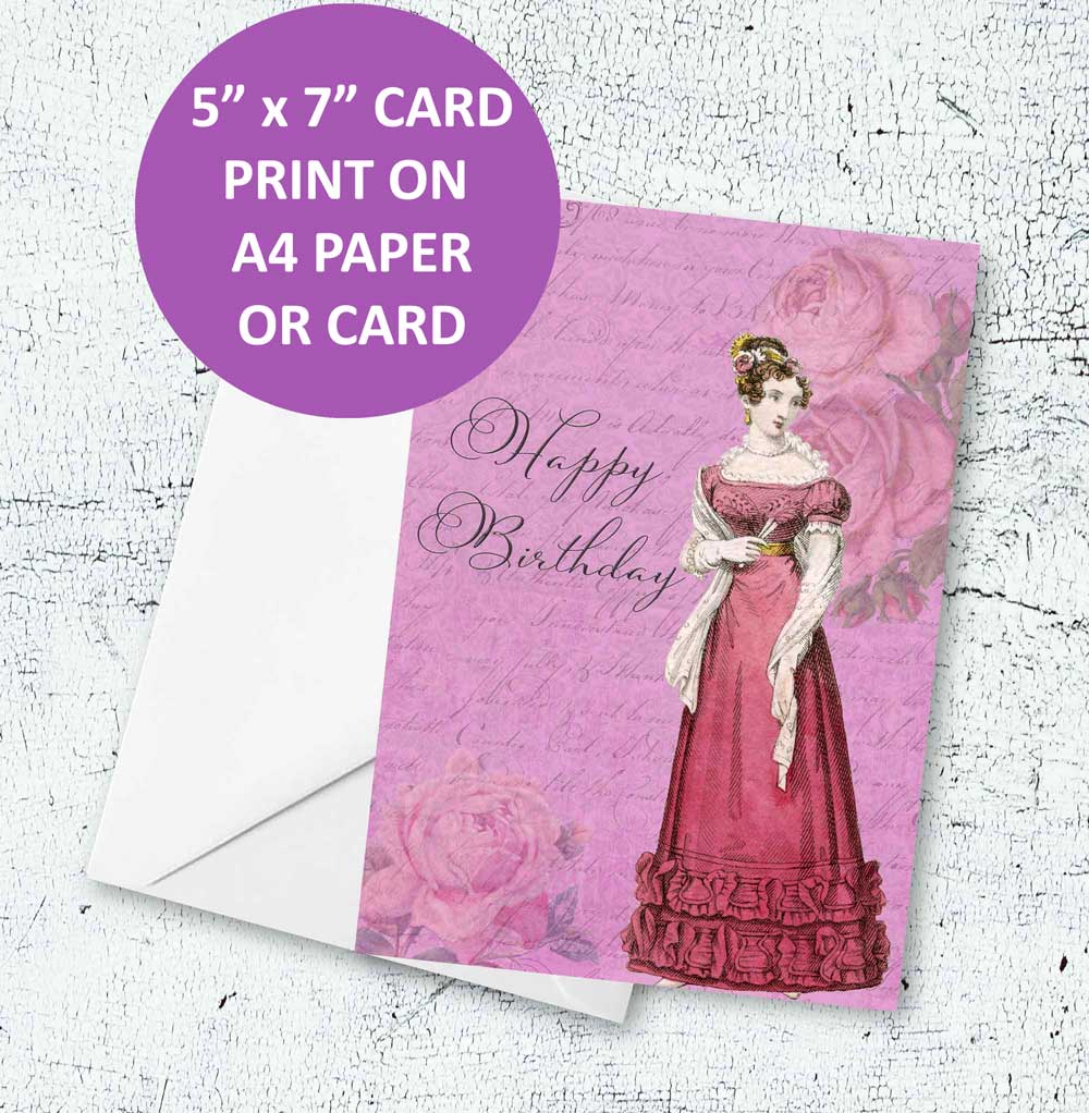 Jane Austen Printable Steampunk Card - Instant Download