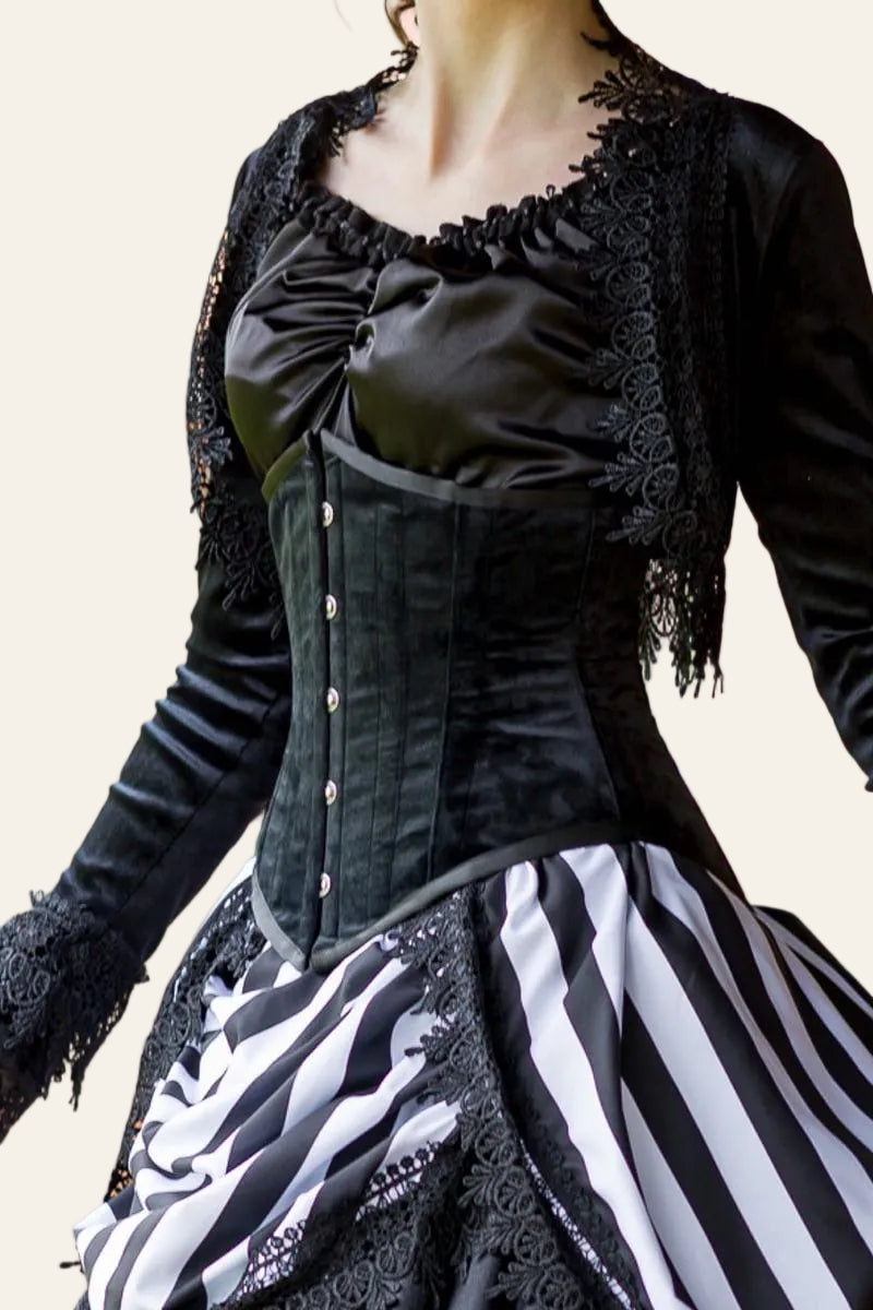 black velvet gothic under bust corset by Gallery Serpentine