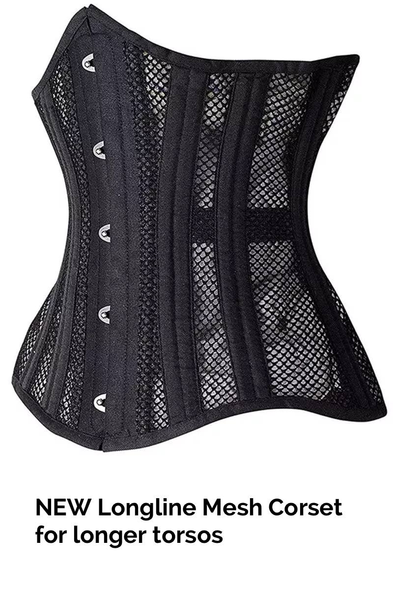 LONGLINE Waist Control Corset that is double steel boned, made from heavy duty mesh and cotton