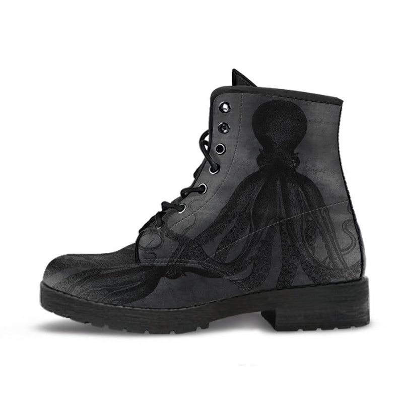 side view of the Straight Up Kraken Cthulu boots at Gallery Serpentine