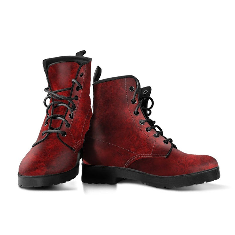 Red Gothic Grunge, Men's Vegan Boots, FREE Shipping