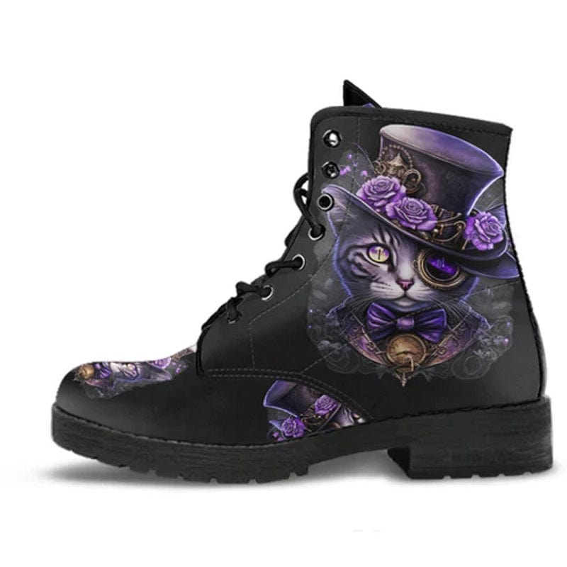 Purple Steampunk Cat, Women's Boots, FREE Shipping