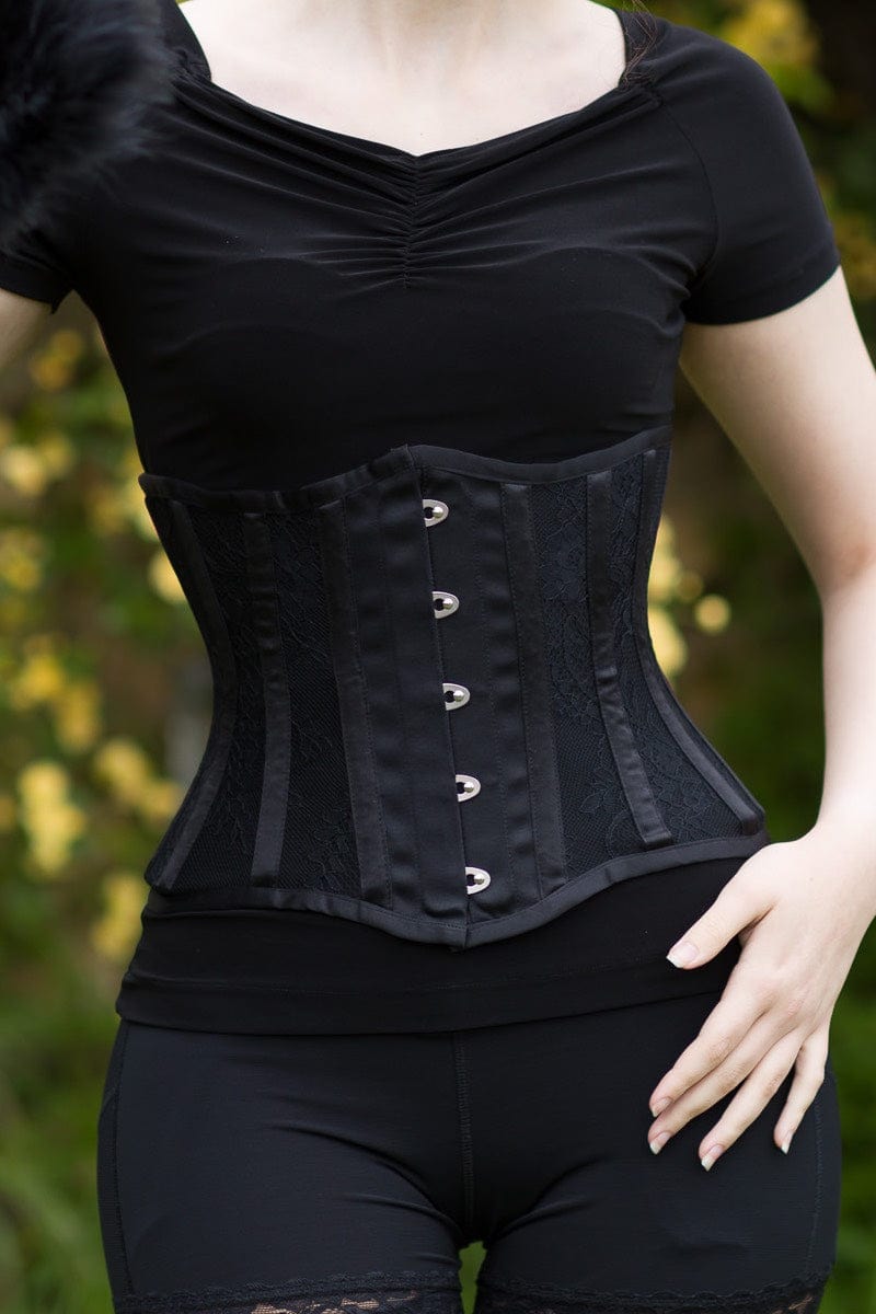 Lace & Satin Under bust Corset, shorter torso