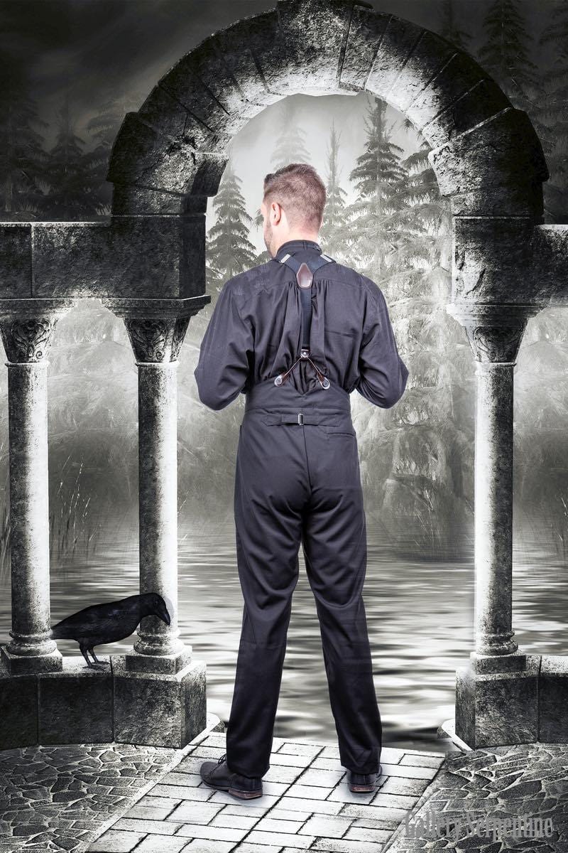 full back shot of the  Tombstone trousers, high waisted old west style