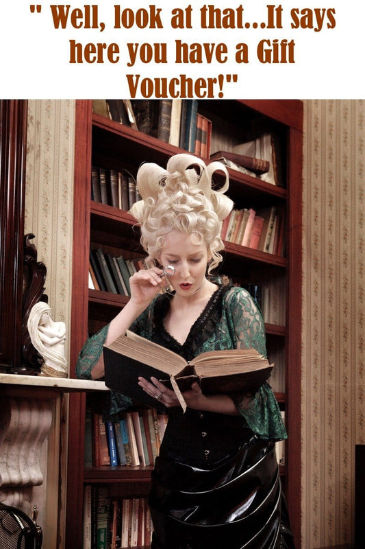 Gallery Serpentine gift voucher for gifting gothic victorian or steampunk clothing or corsetry, posted foc