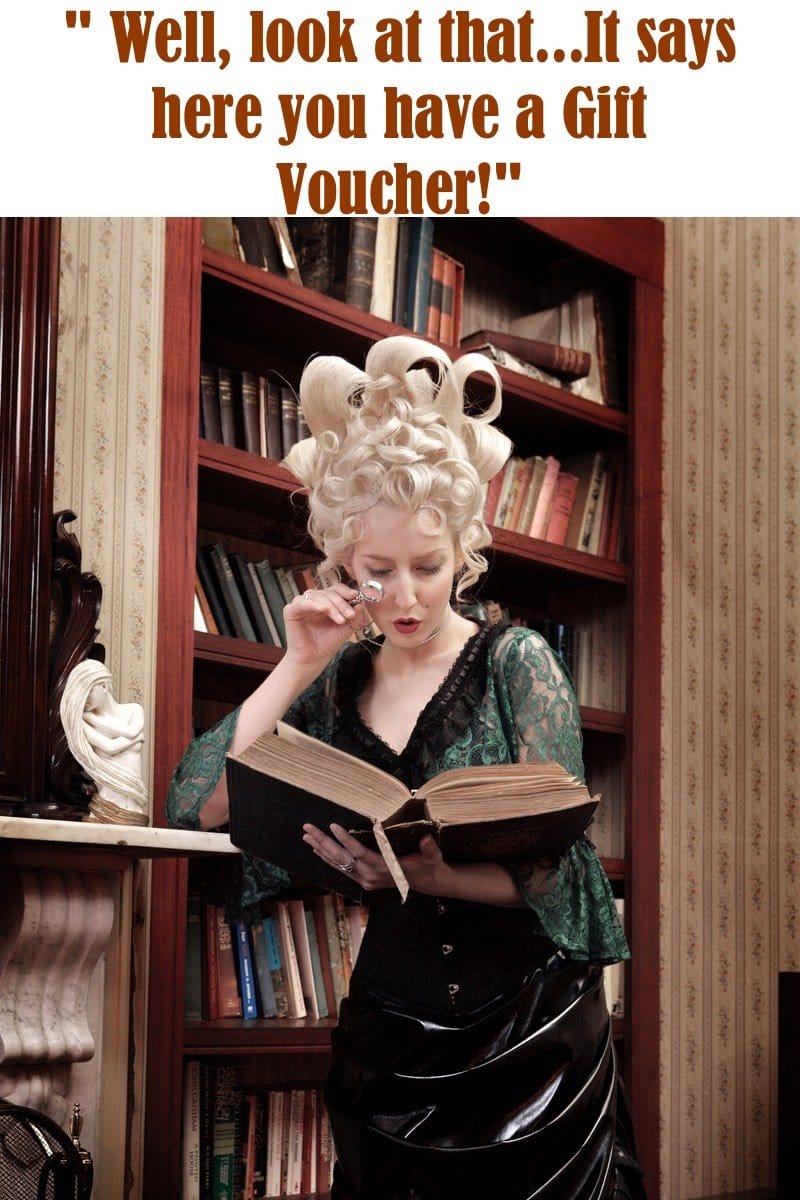 Gallery Serpentine gift voucher for gifting gothic victorian or steampunk clothing or corsetry, posted foc