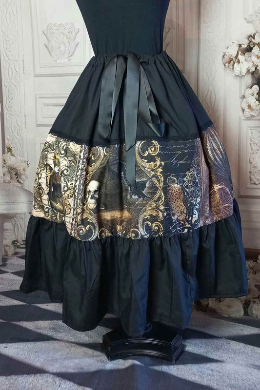 gothic victorian occult print tea length skirt