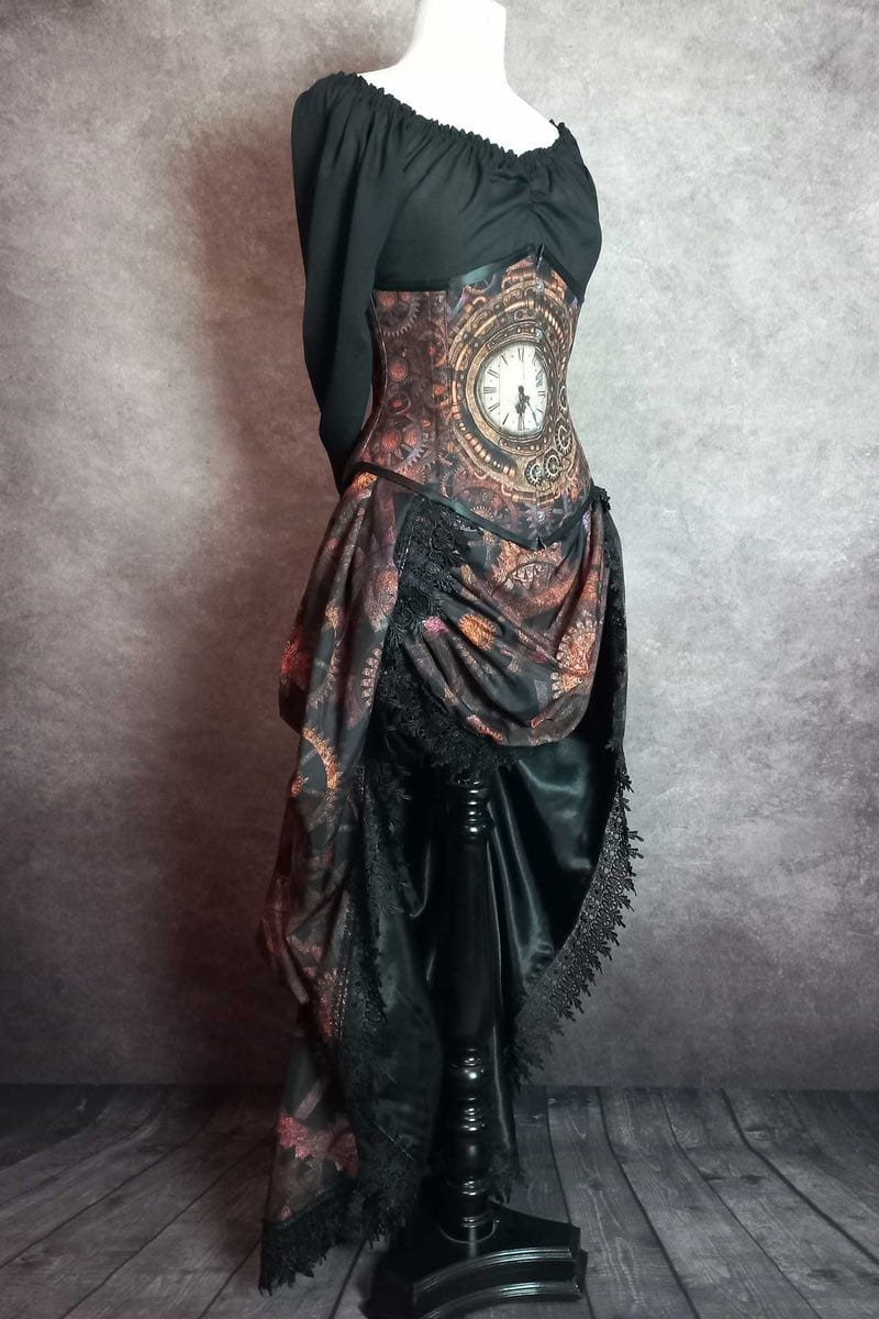 steampunk wedding or prom or formal skirt and corset set in copper brown gold tones made to measure in Australia