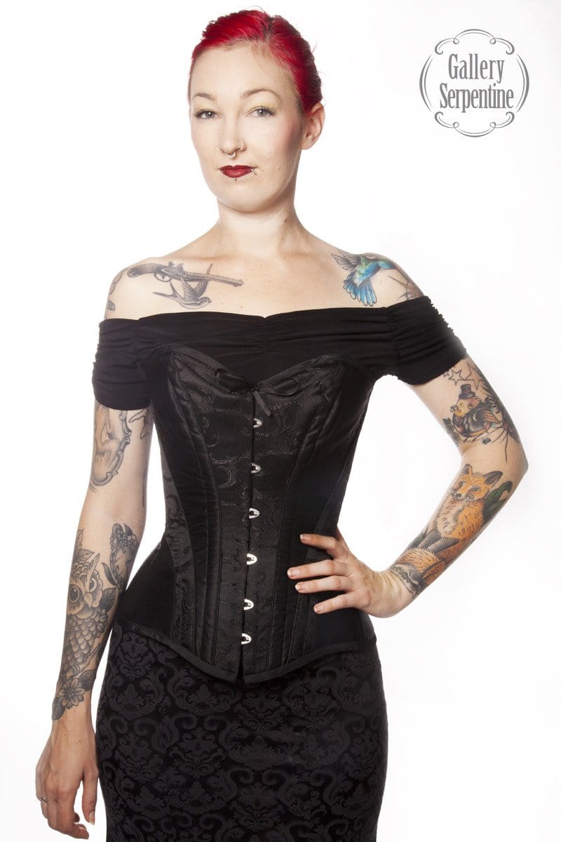 Ebony Turn of the Century over bust with cups steel boned corset made in Australia