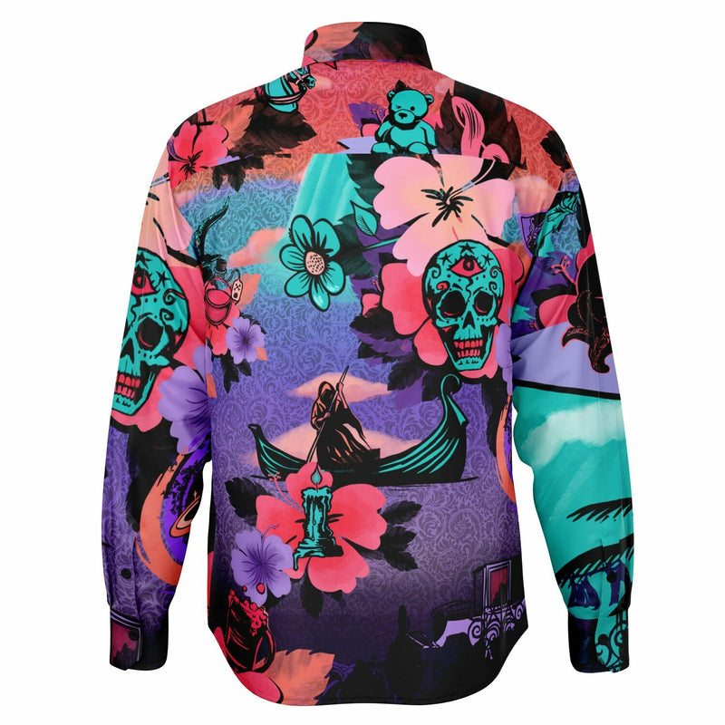 Lil Monsta goes Surfing - long-sleeve button down shirt