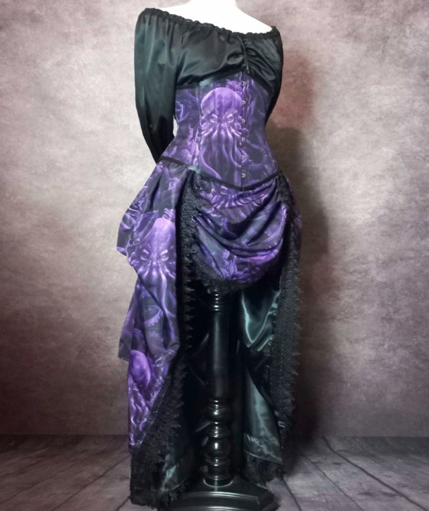 Purple Monster of the Deep Corset Bustle Gown Set, made to measure