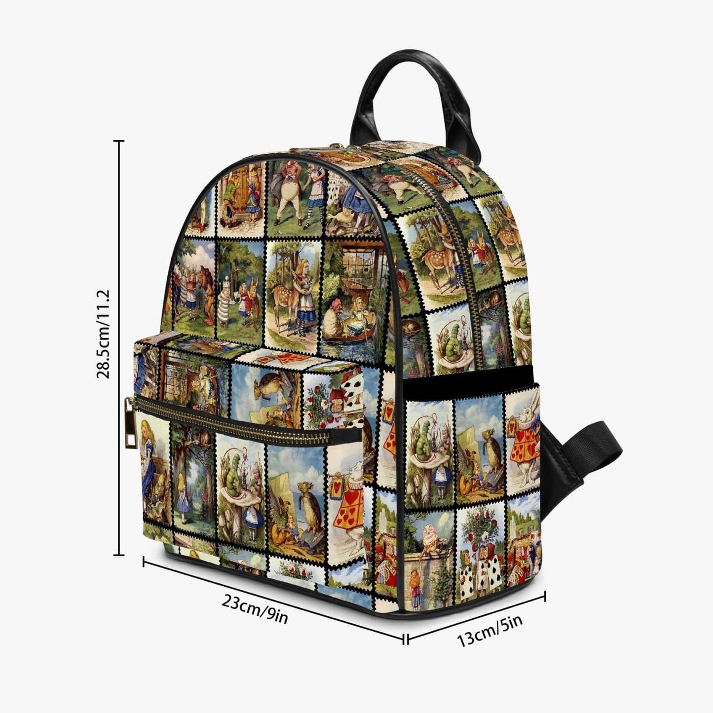 cuter than cute mini small size Alice in Wonderland backpack featuring gorgeous colourised Alice in Wonderland illustrations 1