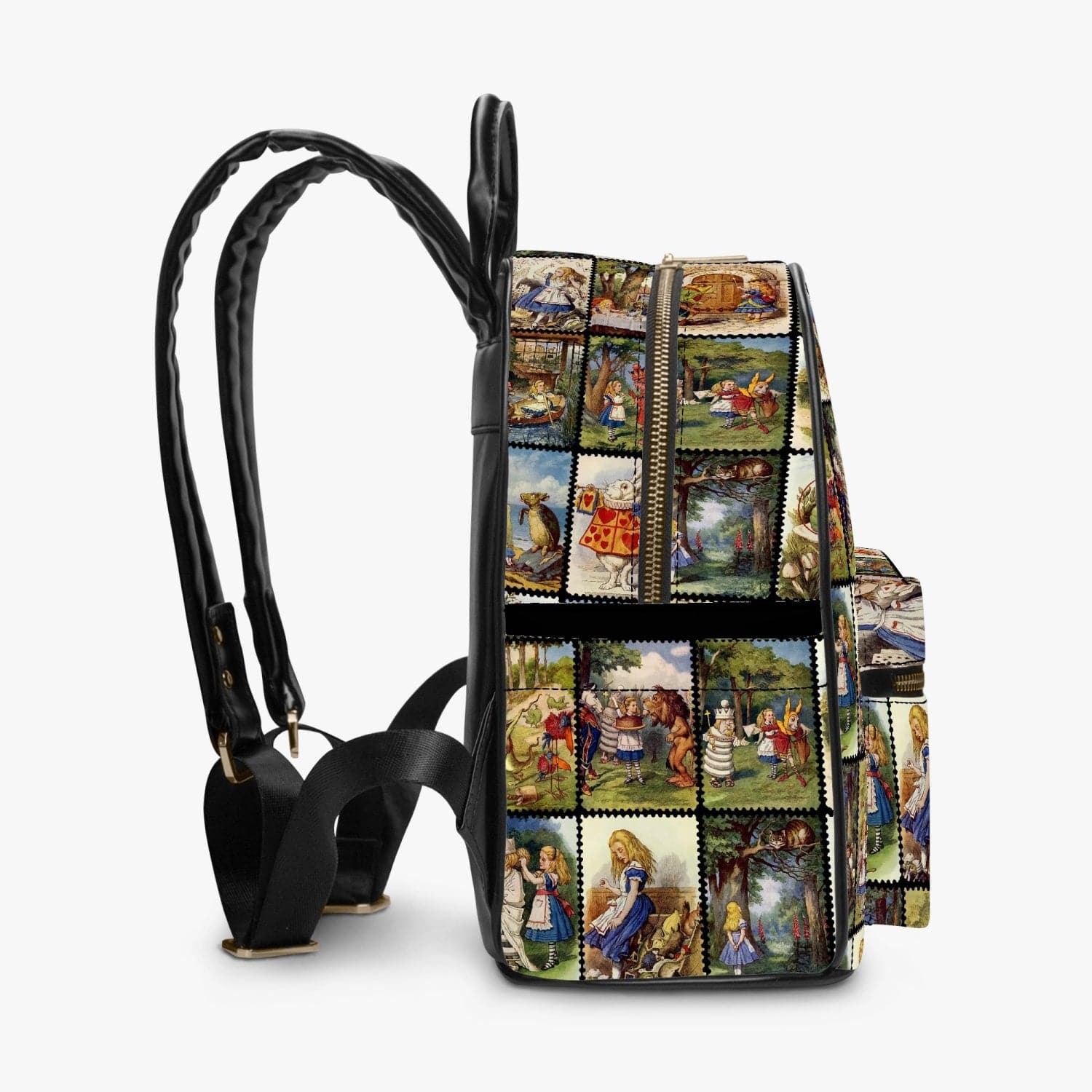 cuter than cute mini small size Alice in Wonderland backpack featuring gorgeous colourised Alice in Wonderland illustrations 2